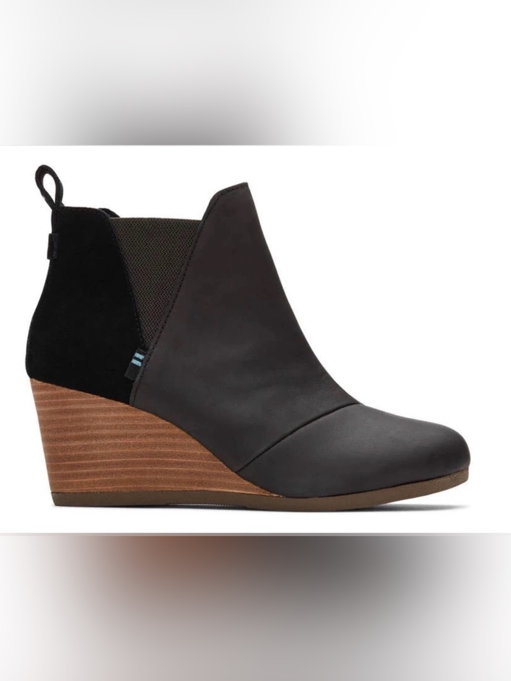 Toms Black and Brown Wedge Bootie